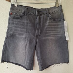 NWT Hudson Jada Womens High Waisted Raw Hem Black Wash Denim Shorts Size 26